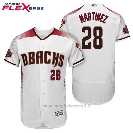 Maglia Baseball Uomo Arizona Diamondbacks 28 Jd Martinez Bianco Rosso 1ª20 Anniversario Flex Base